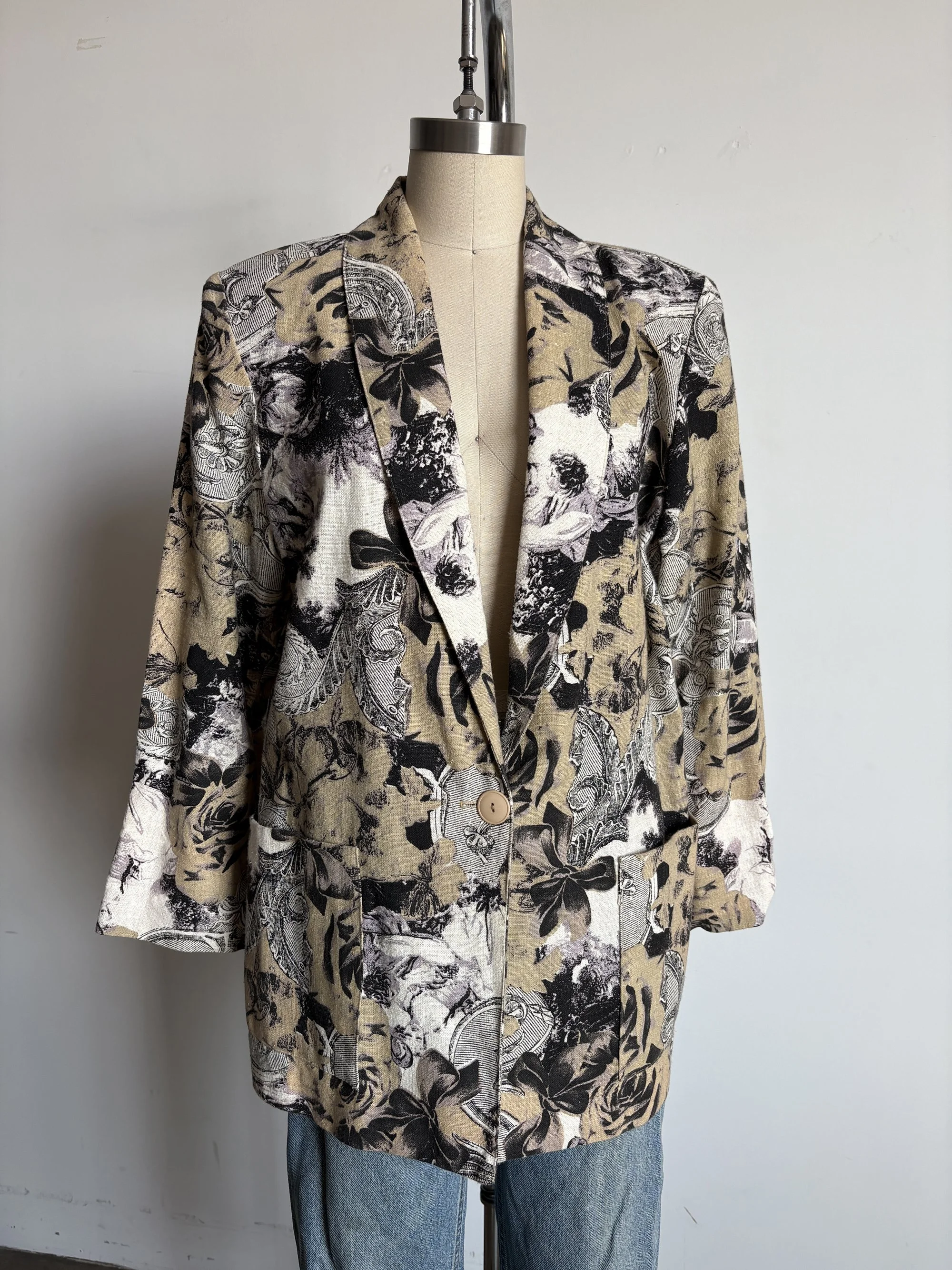Abstract Cotton Blend Blazer