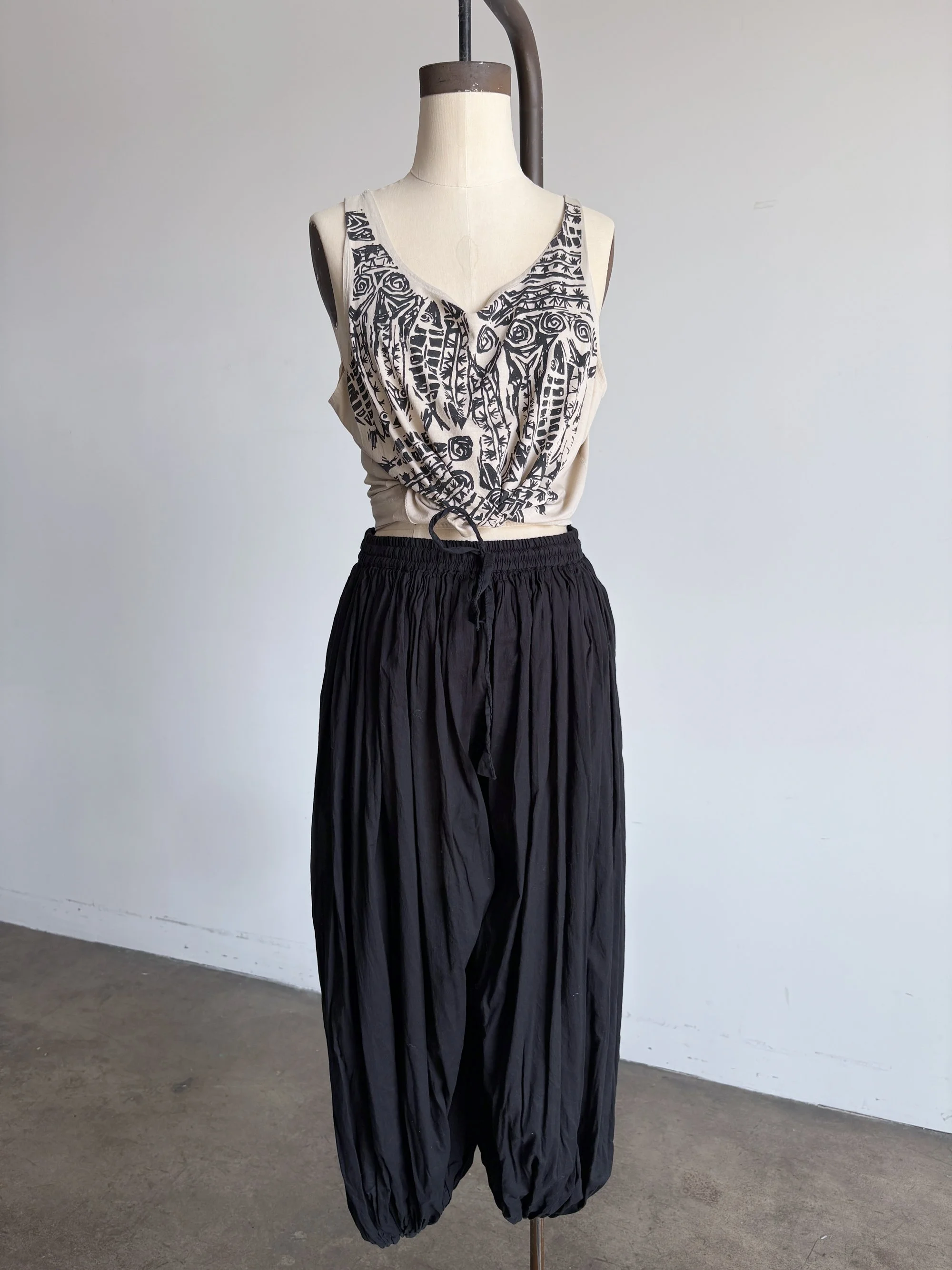 Black Cotton Parachute Pants