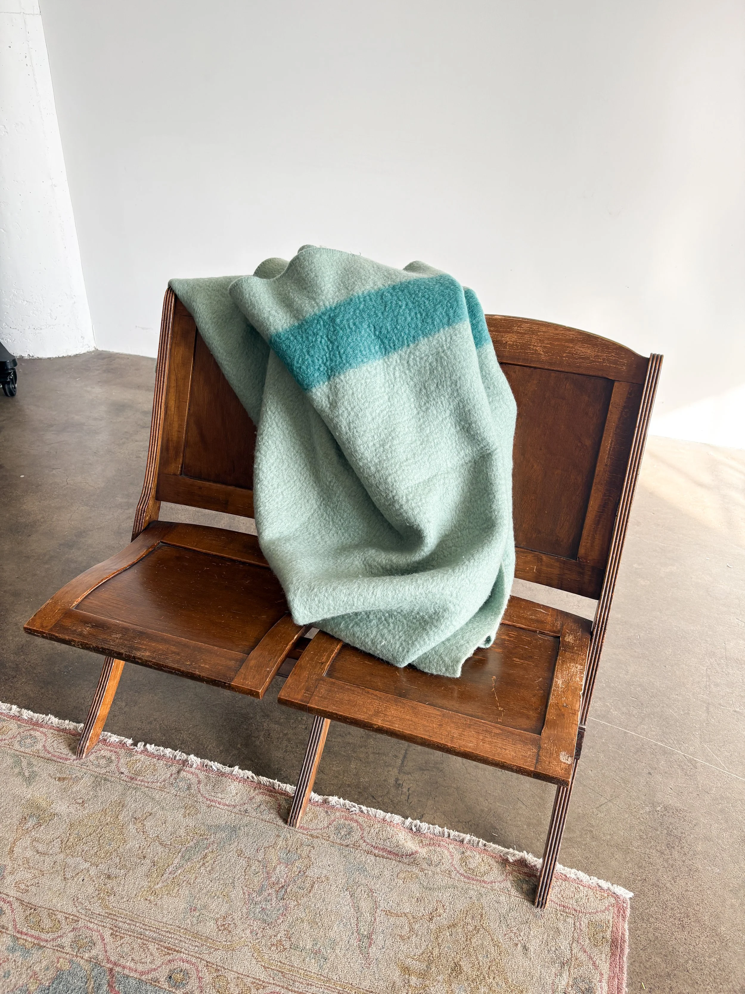50's Seafoam Wool Blanket