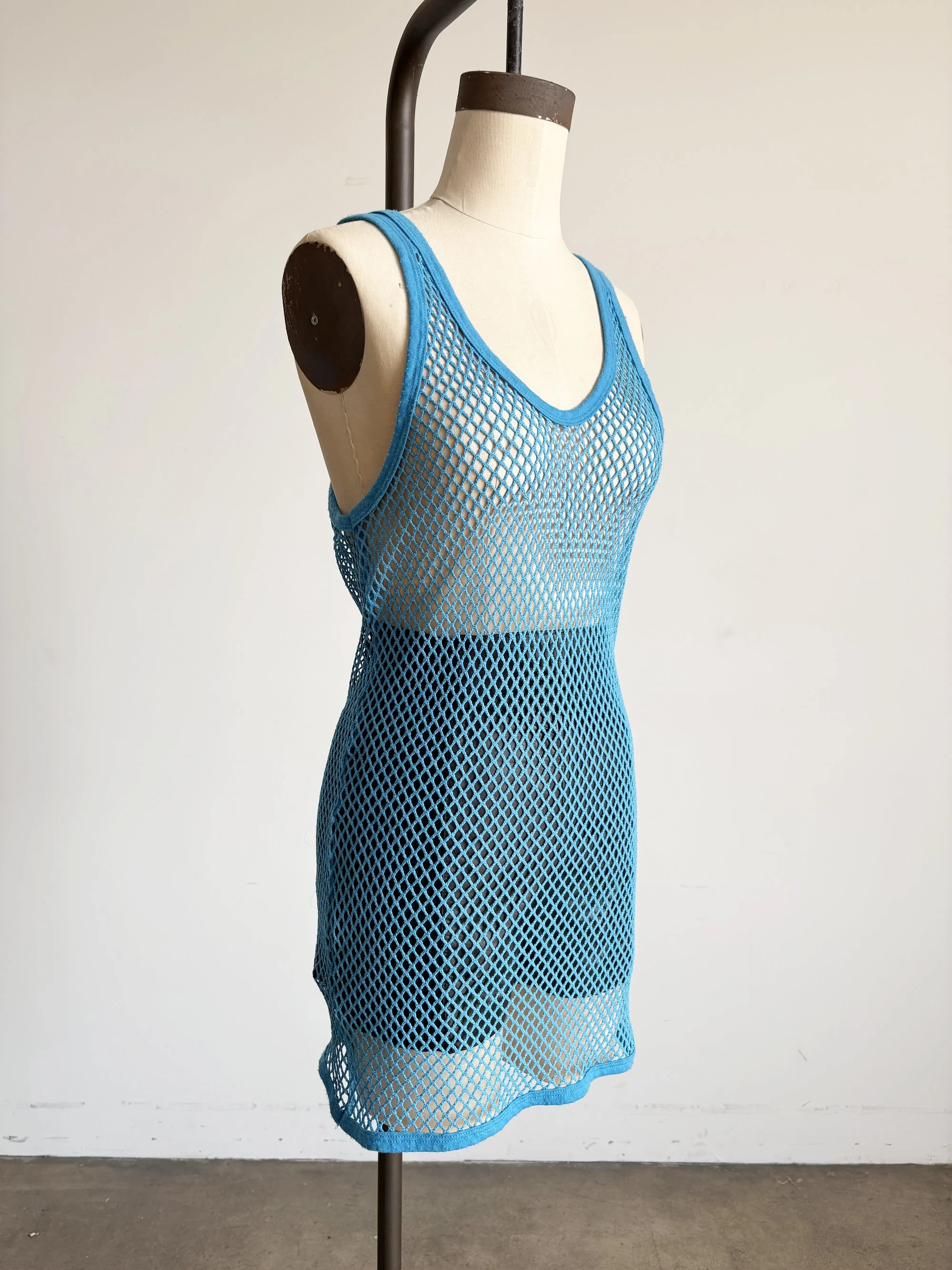 Blue Sheer Net Mesh Top