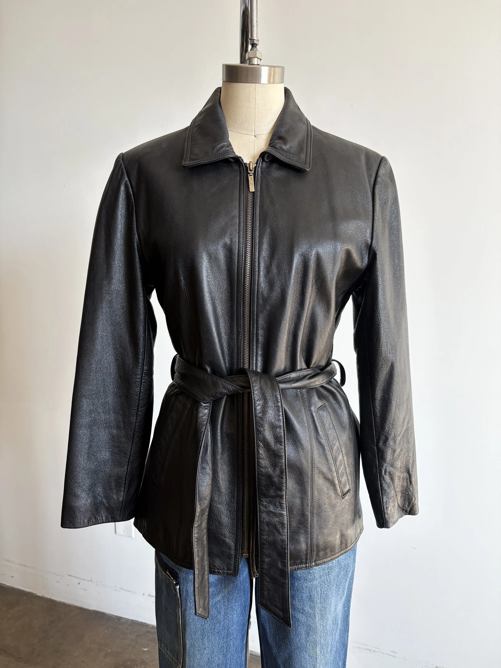 90's Belted Leather Jacket