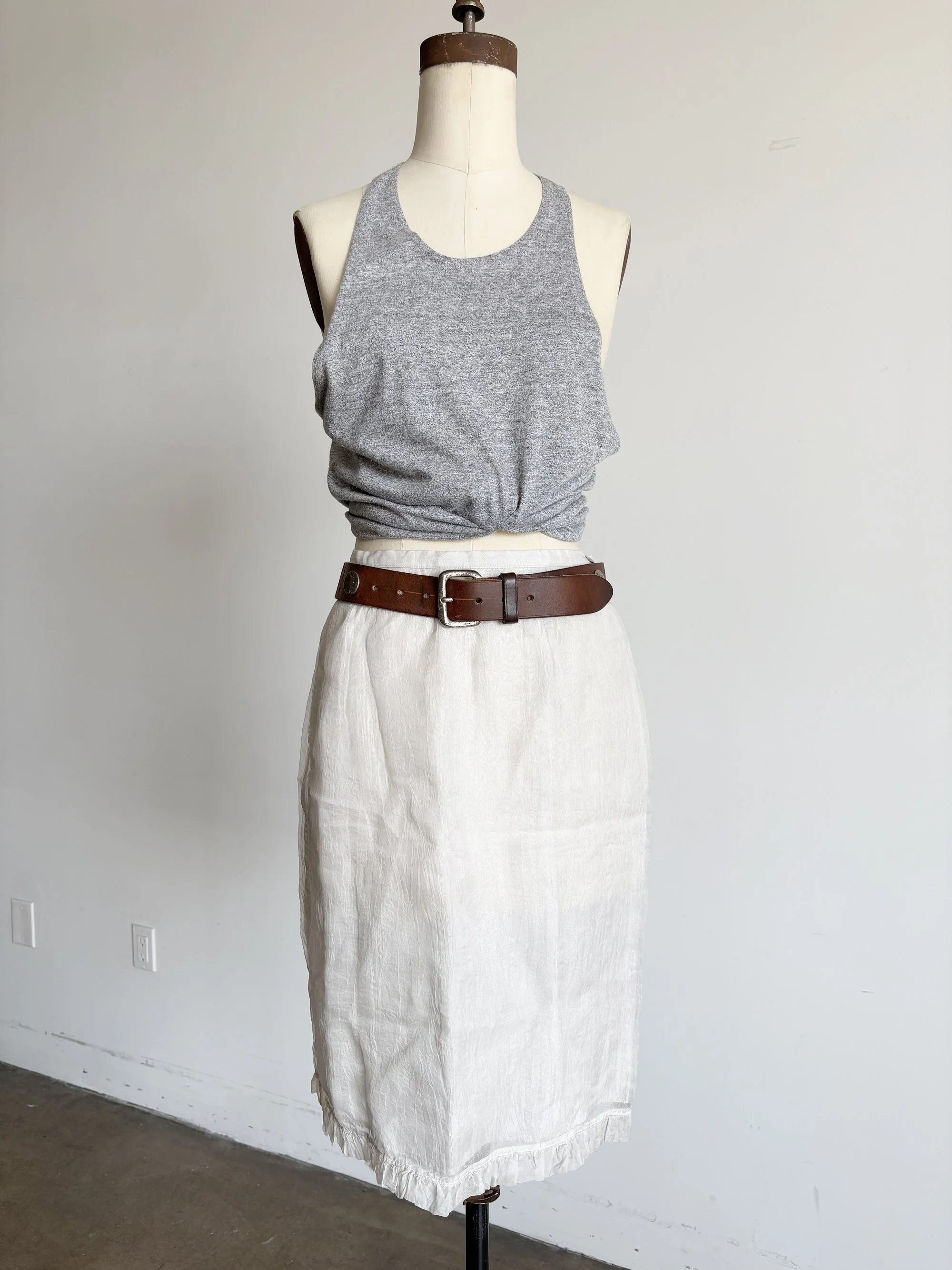 Pale Gray Minimalist Silk Skirt