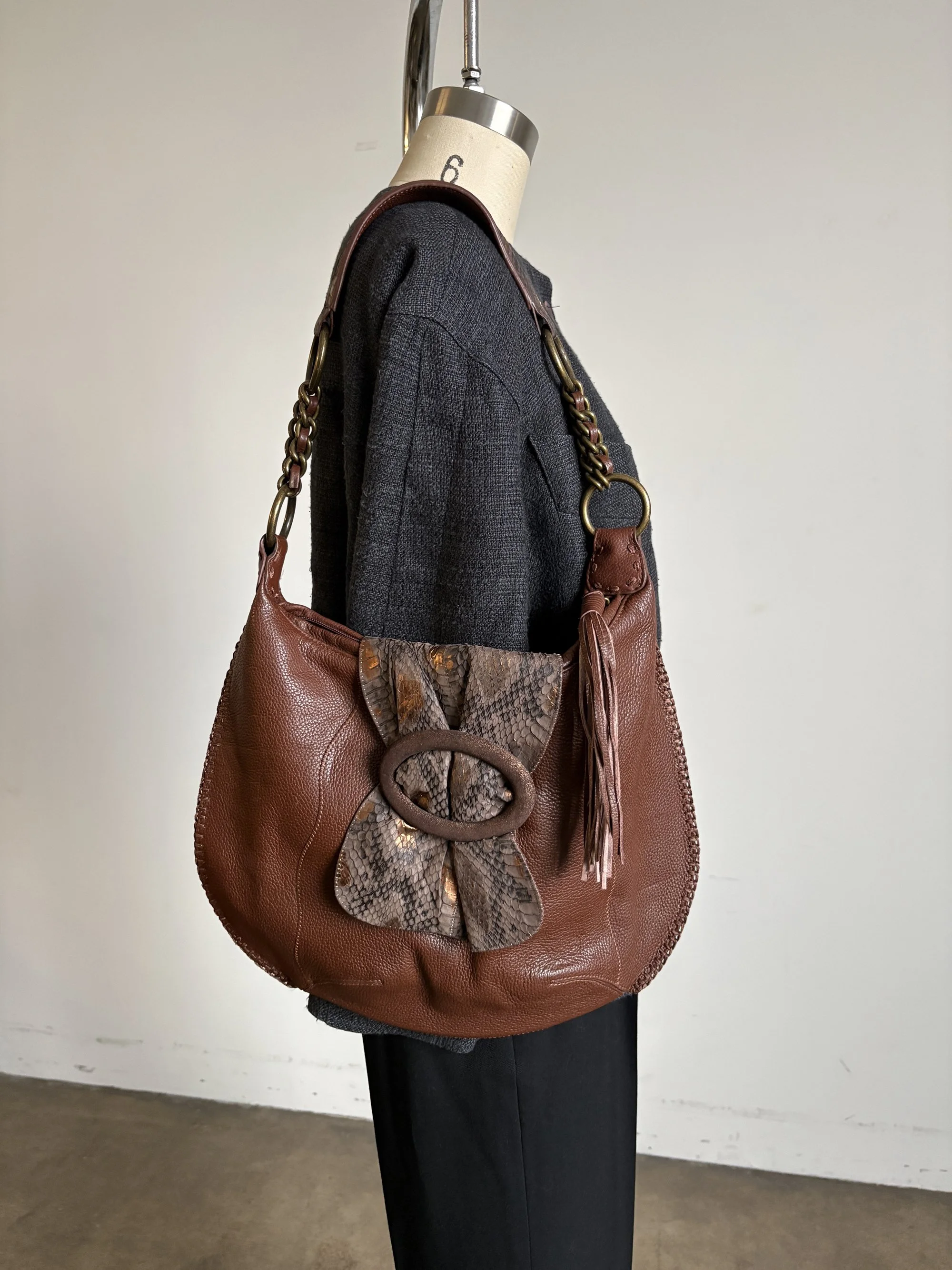 Brown Leather and Snakeskin Purse