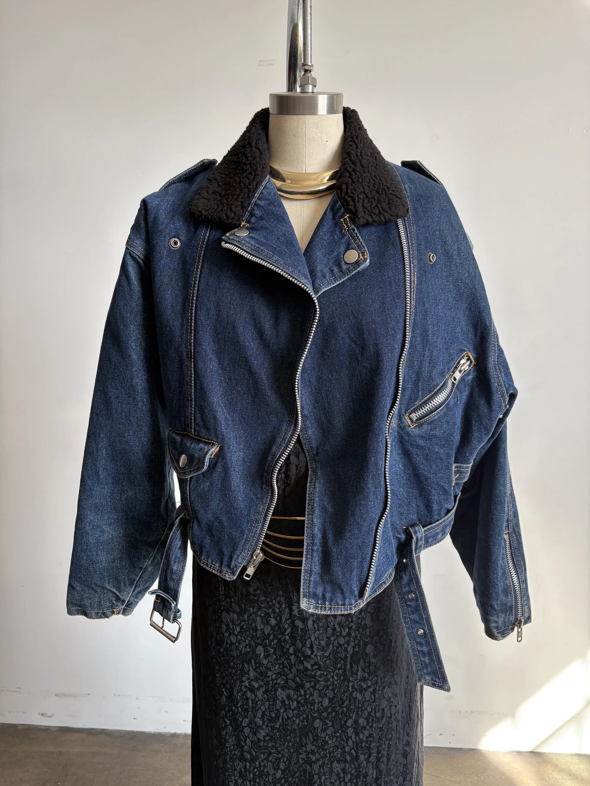 90's Denim Moto Jacket