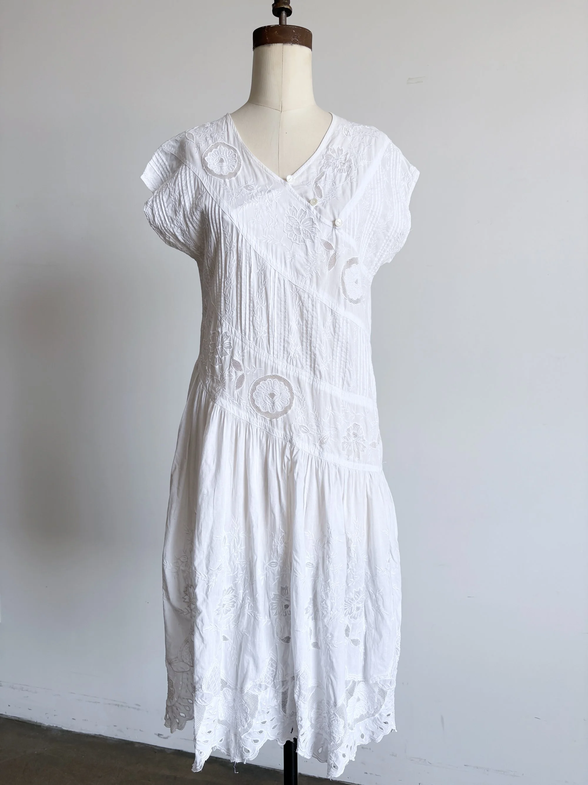 White Cotton Embroidered Dress