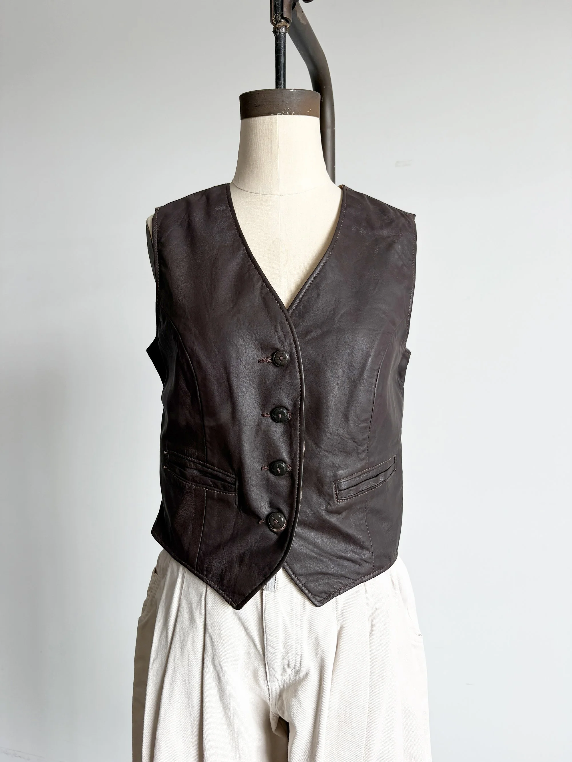 Schott Brown Leather Vest
