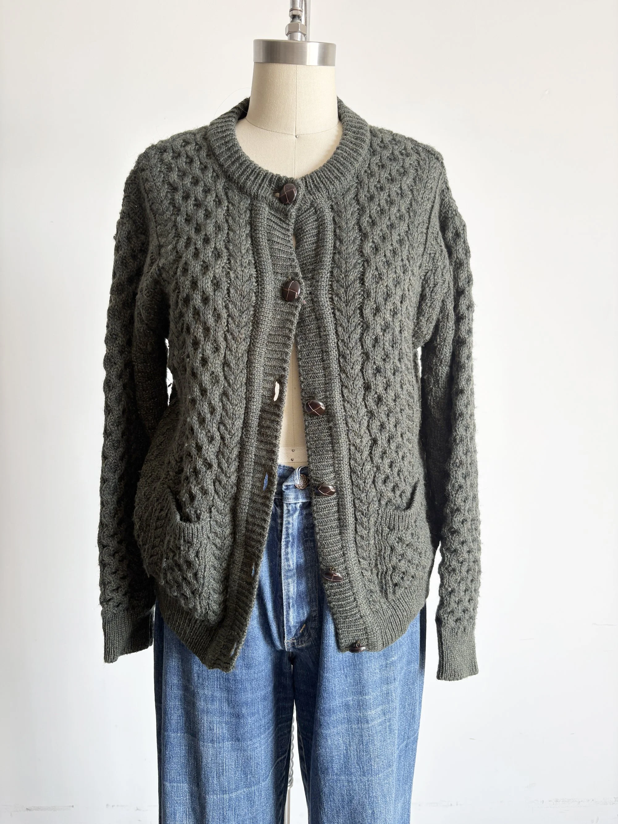 Dark Green Wool Cardigan