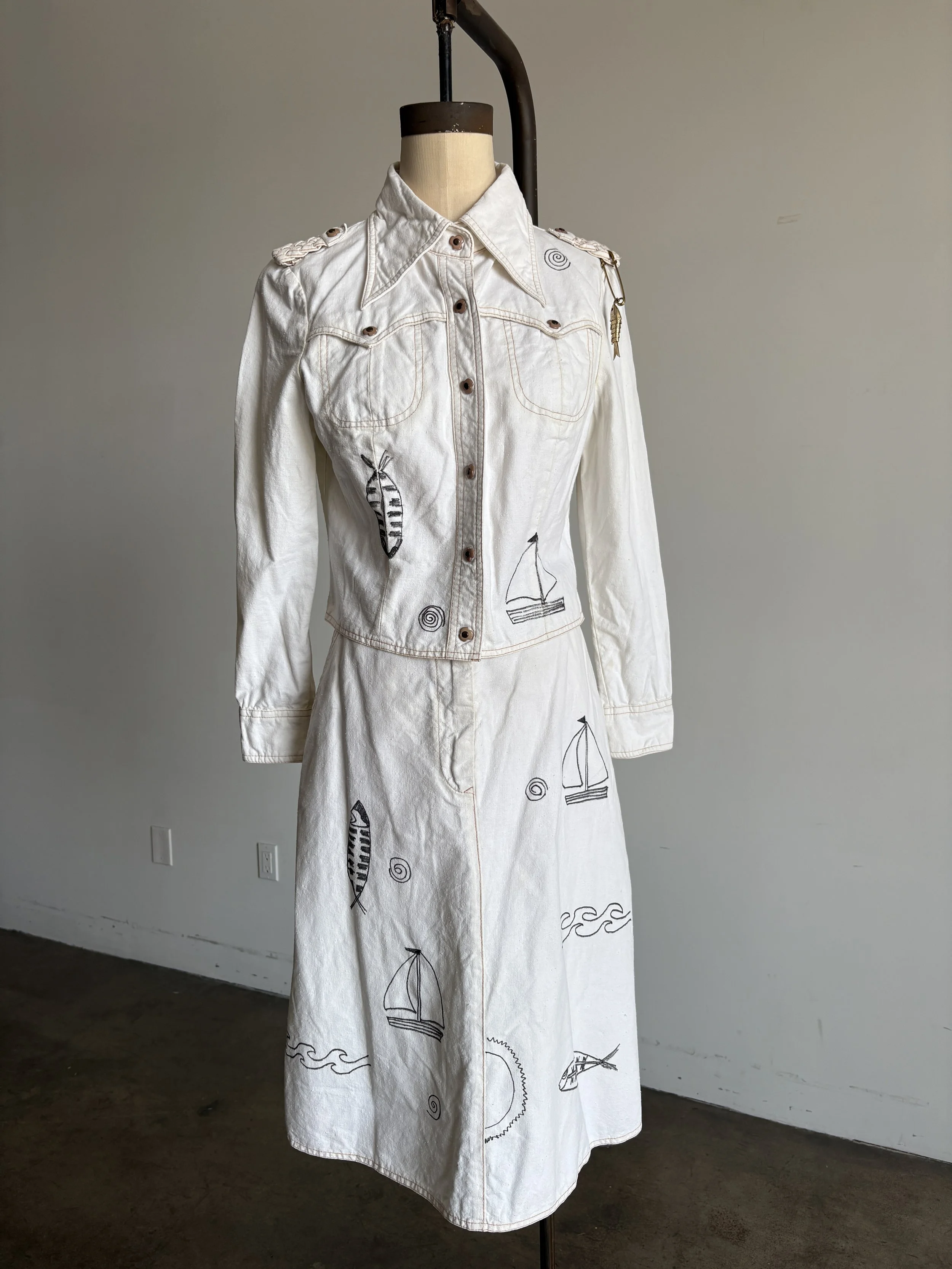 70's Upcycled Skirt Set