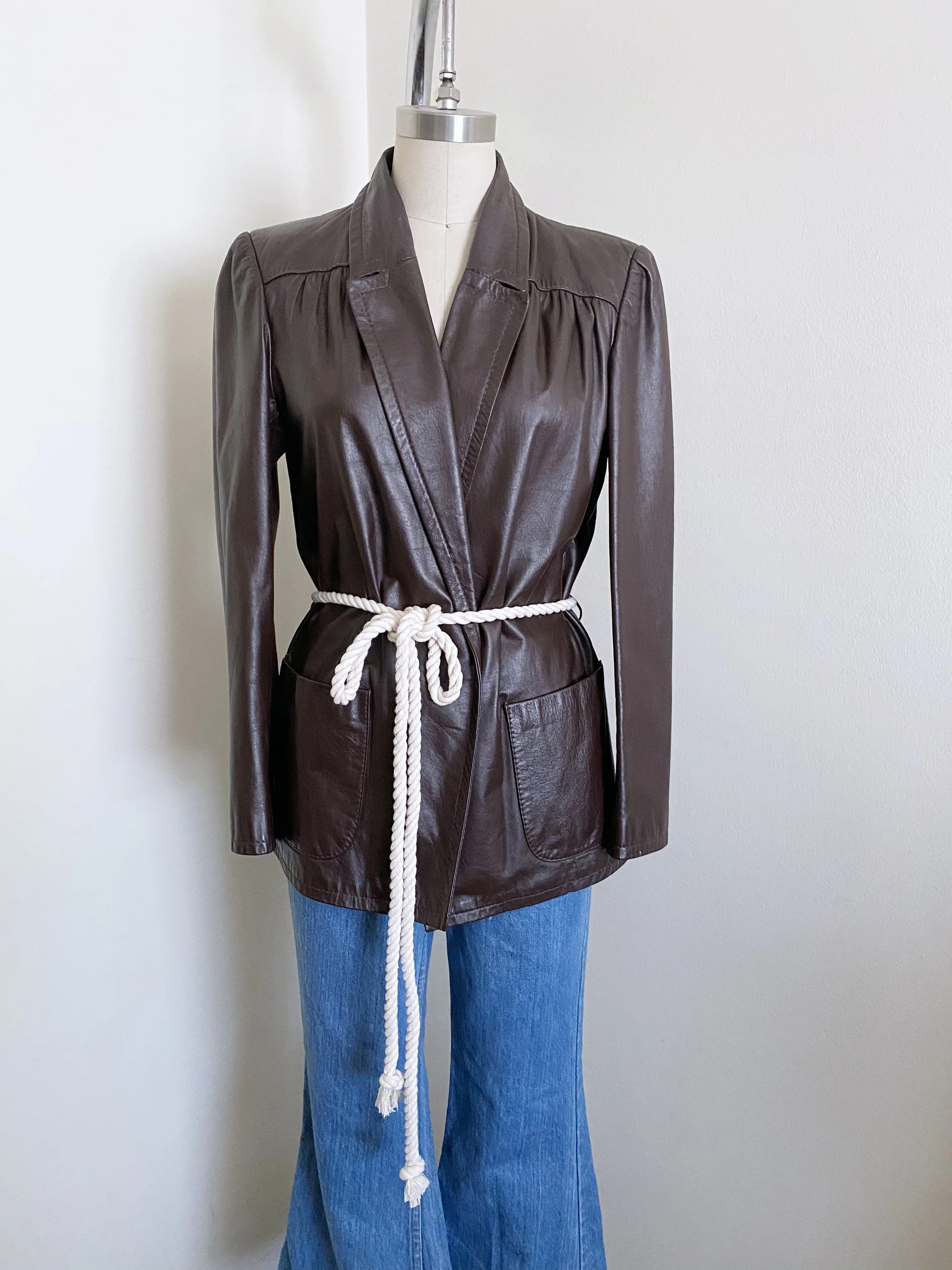 Dark Brown Leather Blazer