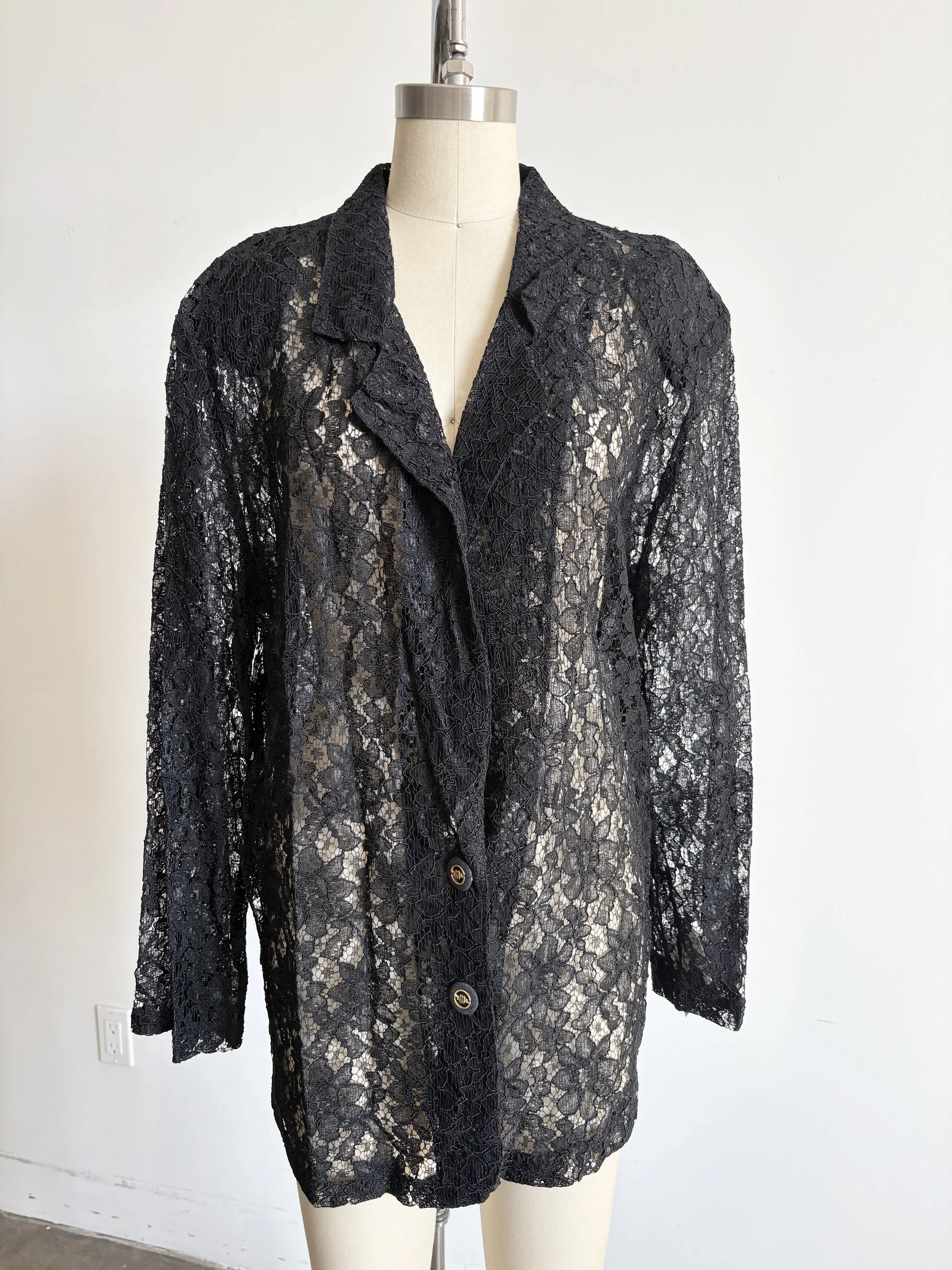80's Black Lace Blazer