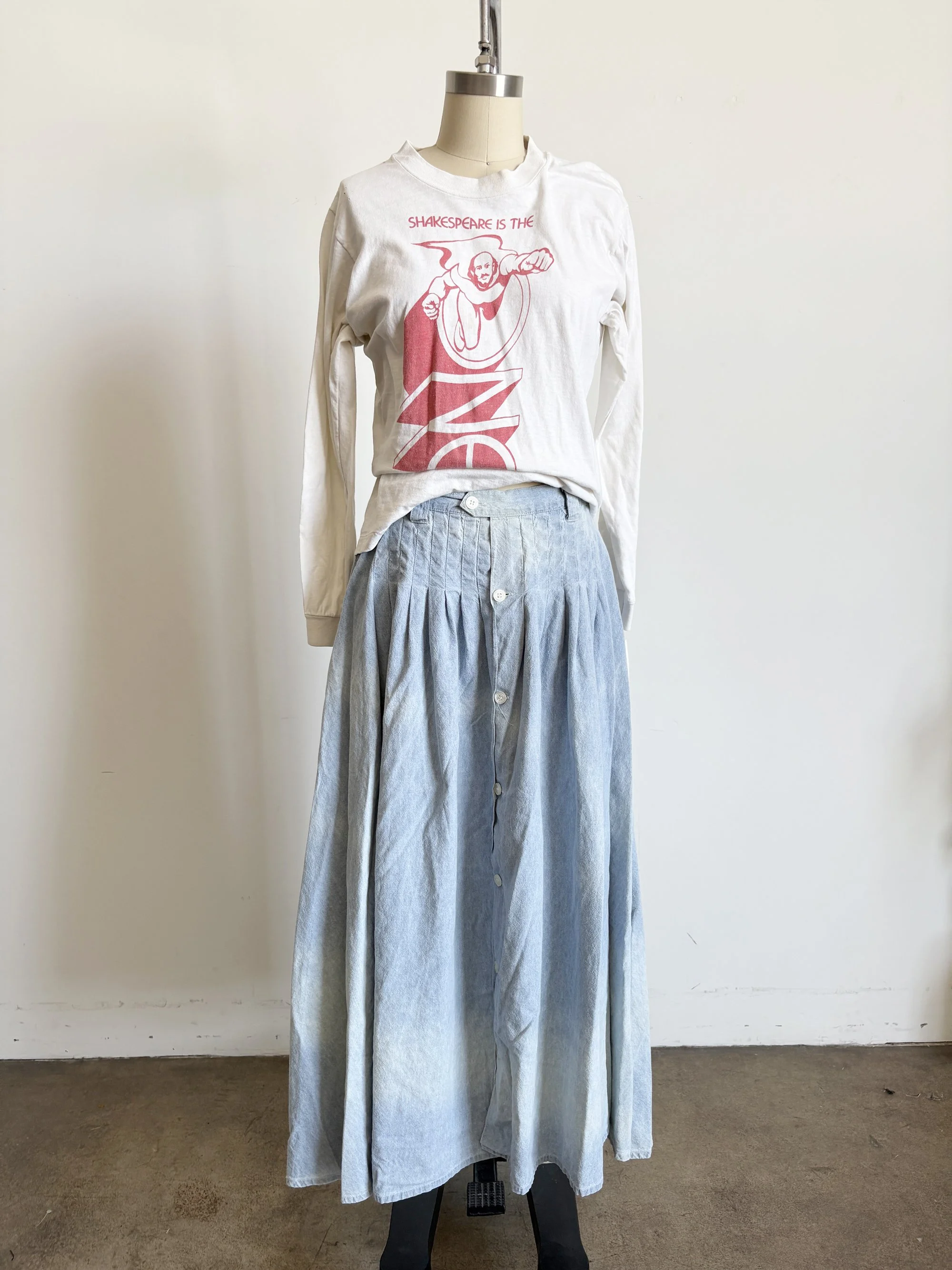 Pleated Chambray Skirt