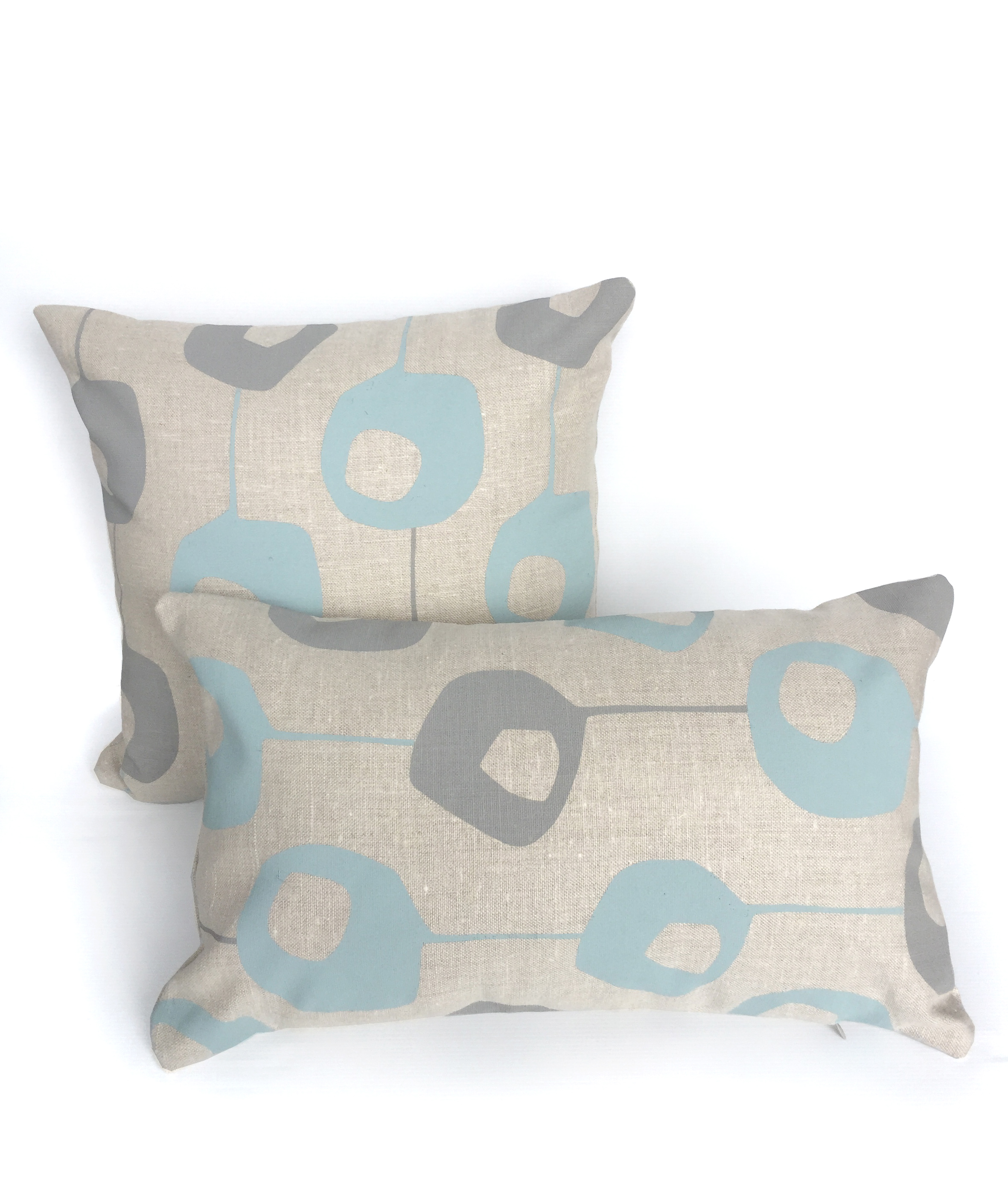 Blue + Mud Bulb Cushion on linen