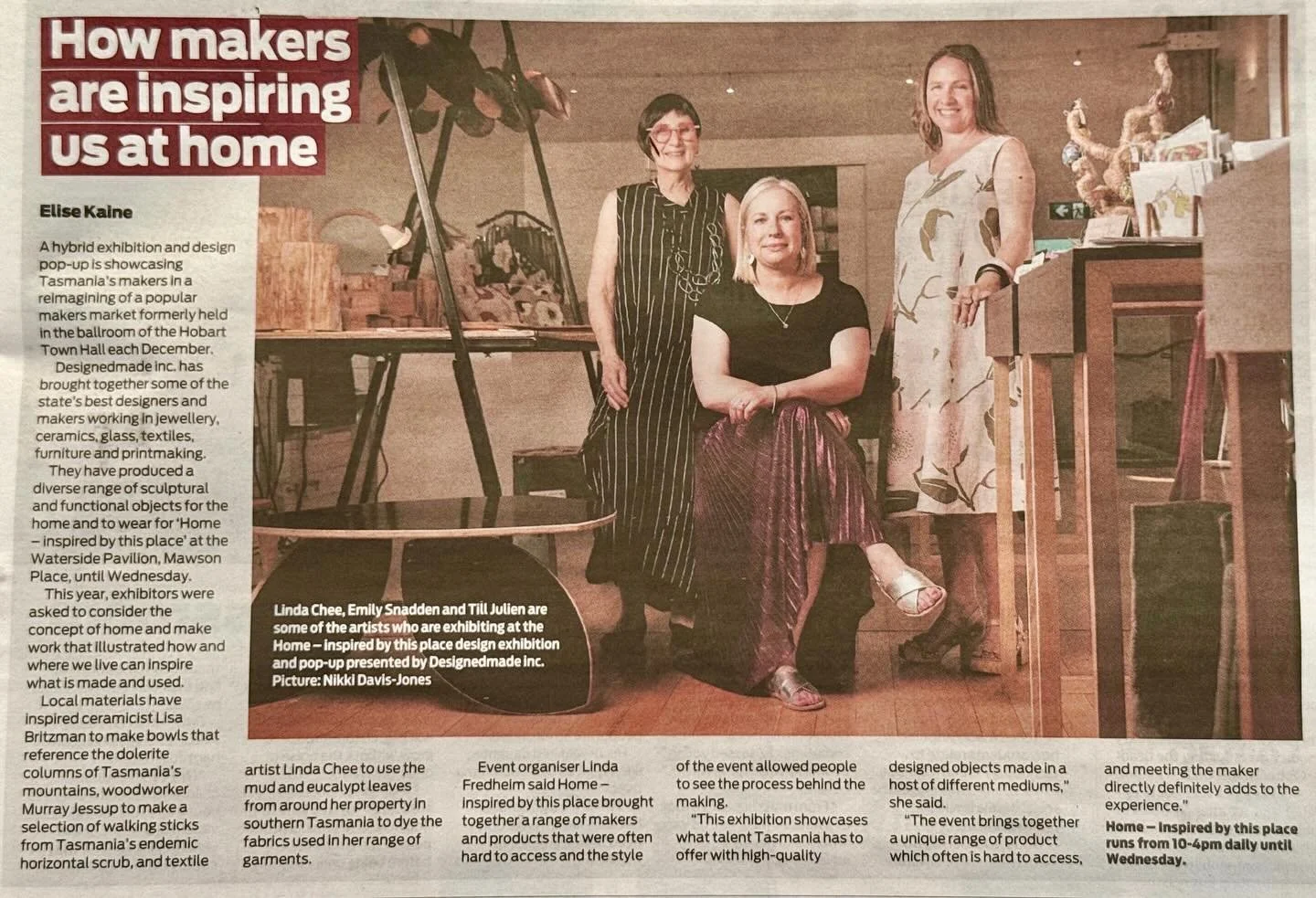 We got into the Mercury Sunday paper ! 
Nice write up for @designedmadetas.
Last two days of our pop up and exhibition, closing Wednesday 4pm 

#mercury #publicity #desiger #maker #community #hobart #creative