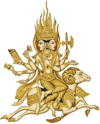 Agnideva, Lord of fire, is very old and dates back to the Vedic deities.