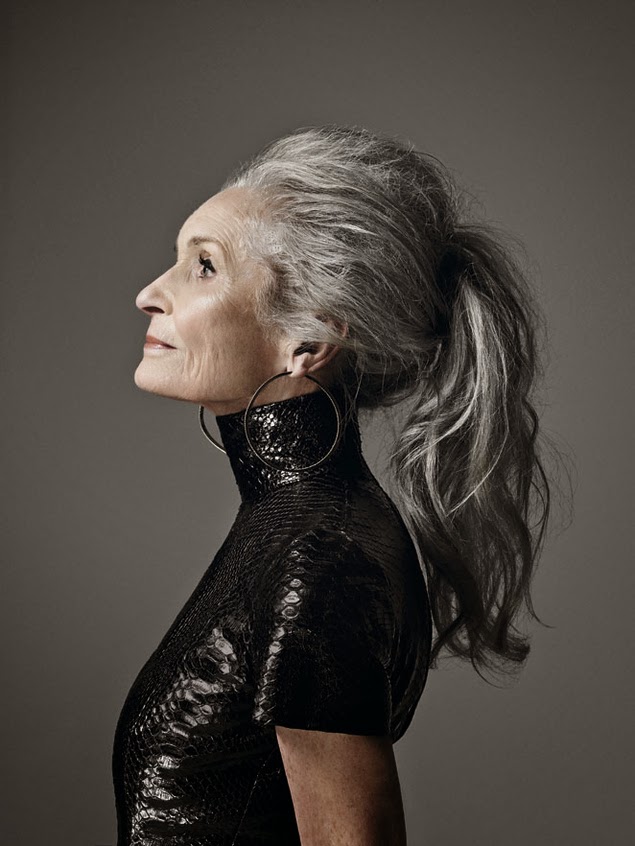 Getting older doesn't mean you go live under a rock. There is that fork in the road, mid-life, where you can continue down the common road of earthly decay, both in body and spirit, or you learn to tame the wild energies of emotions and rise like a phoenix to shed your skin and radiate prana. Choose wisely. Photo- Daphne Selfe - the world's oldest supermodel at 83
