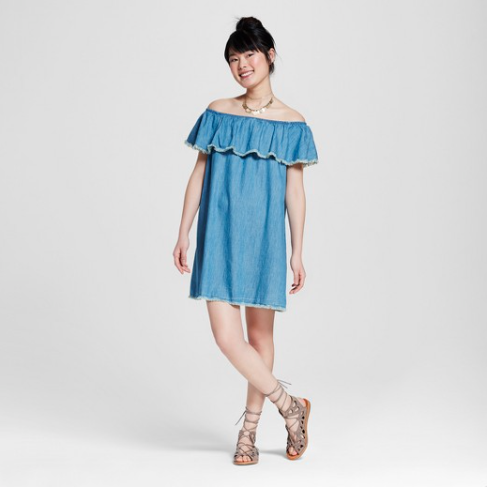 Off the should denim dress