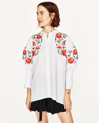 Floral embroidered shirt