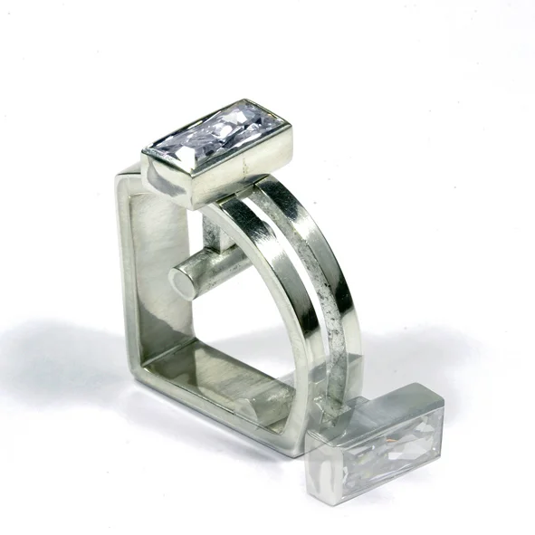 Ring signed by DS, sterling silver, white sapphire - construction