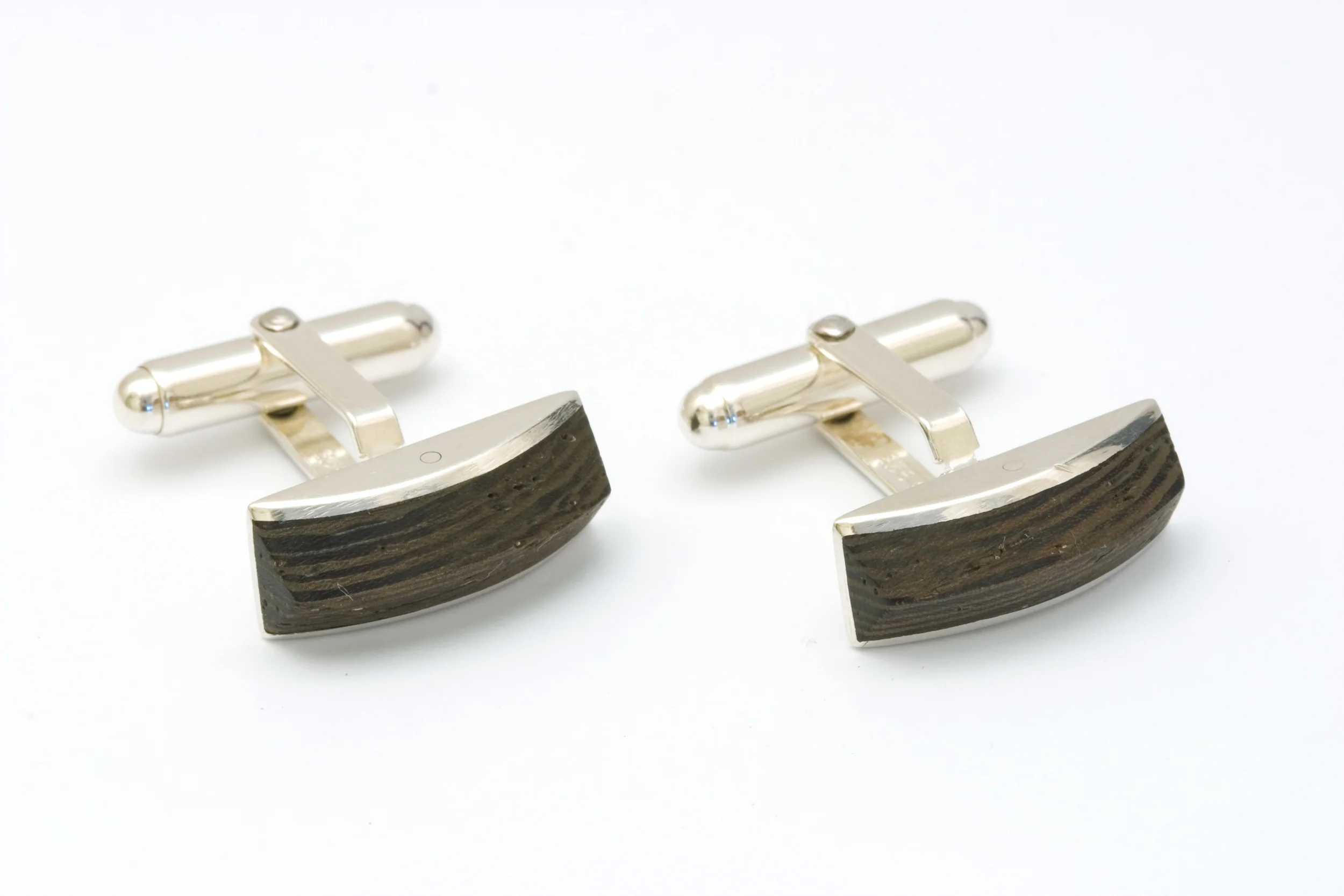  Cufflinks signed by DS, sterling silver, wenge - construction 