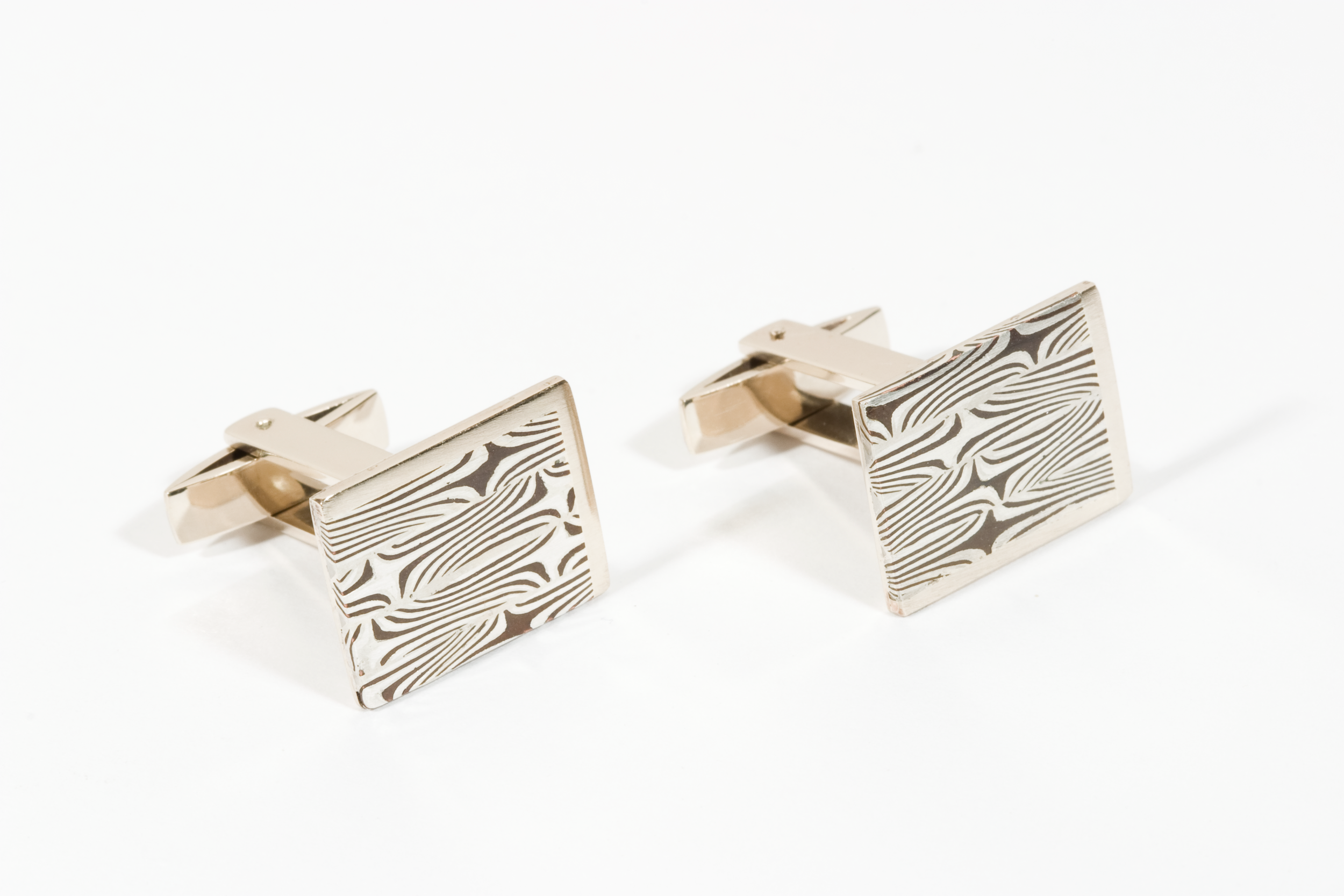  Cufflinks signed by DS, gold, Mokume Gane 