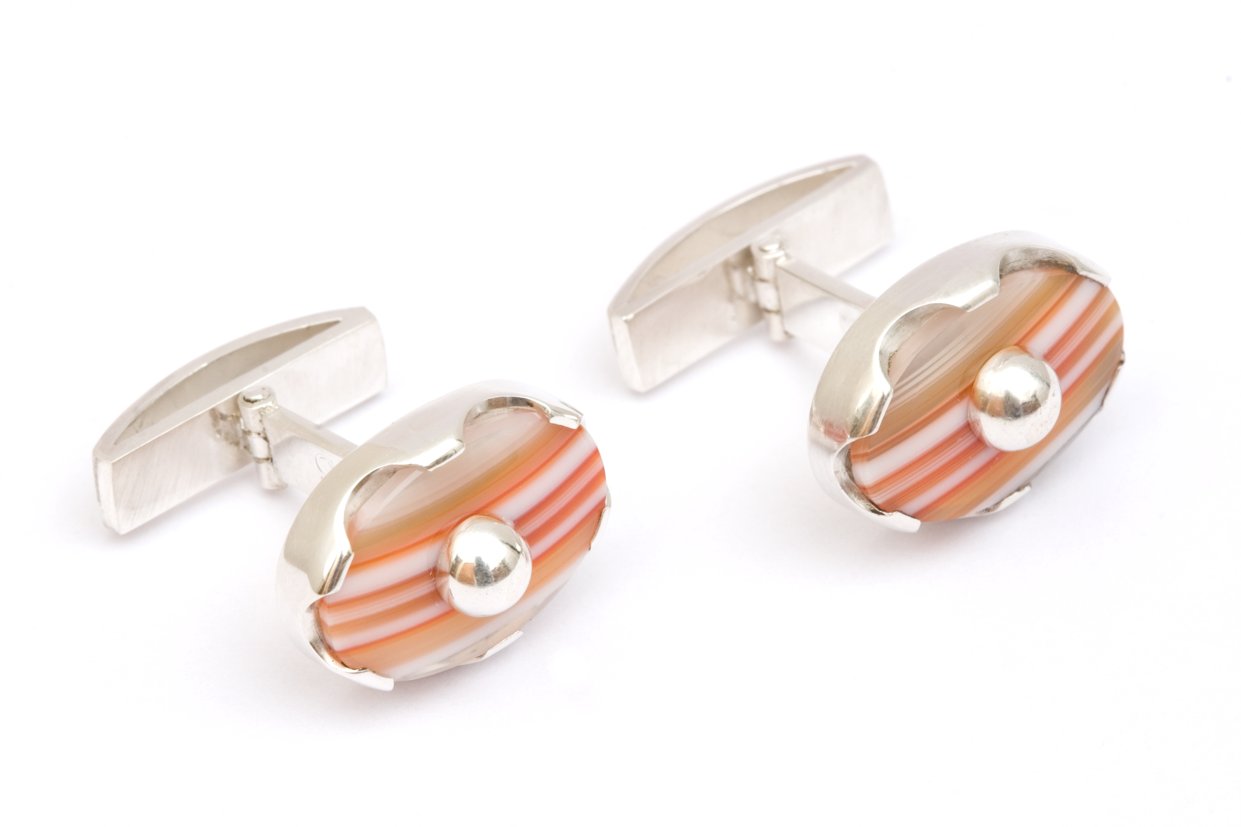  Cufflinks signed by DS, sterling silver, pink pearl - construction 