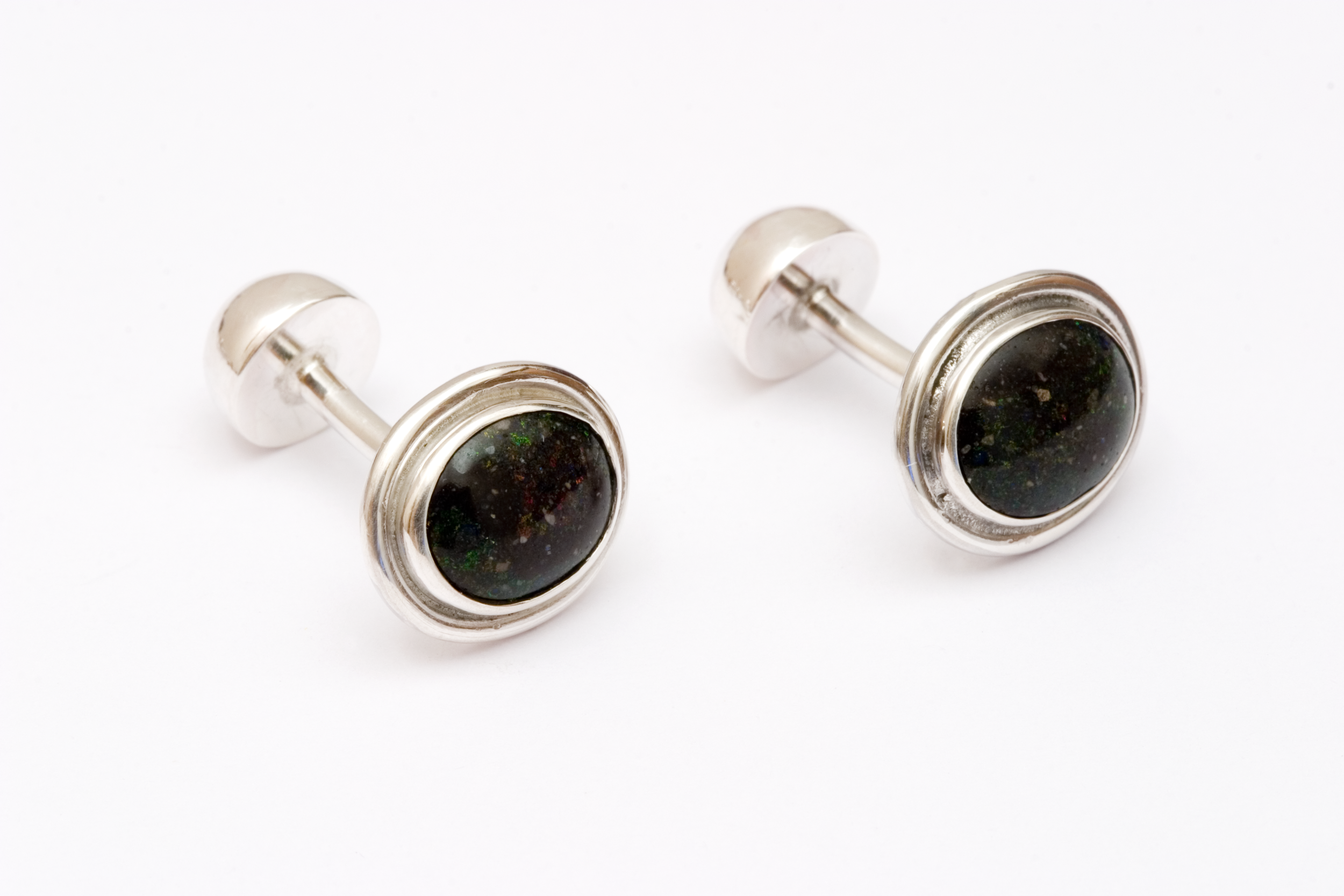  Cufflinks signed by DS, sterling silver, Honduras opal - construction 