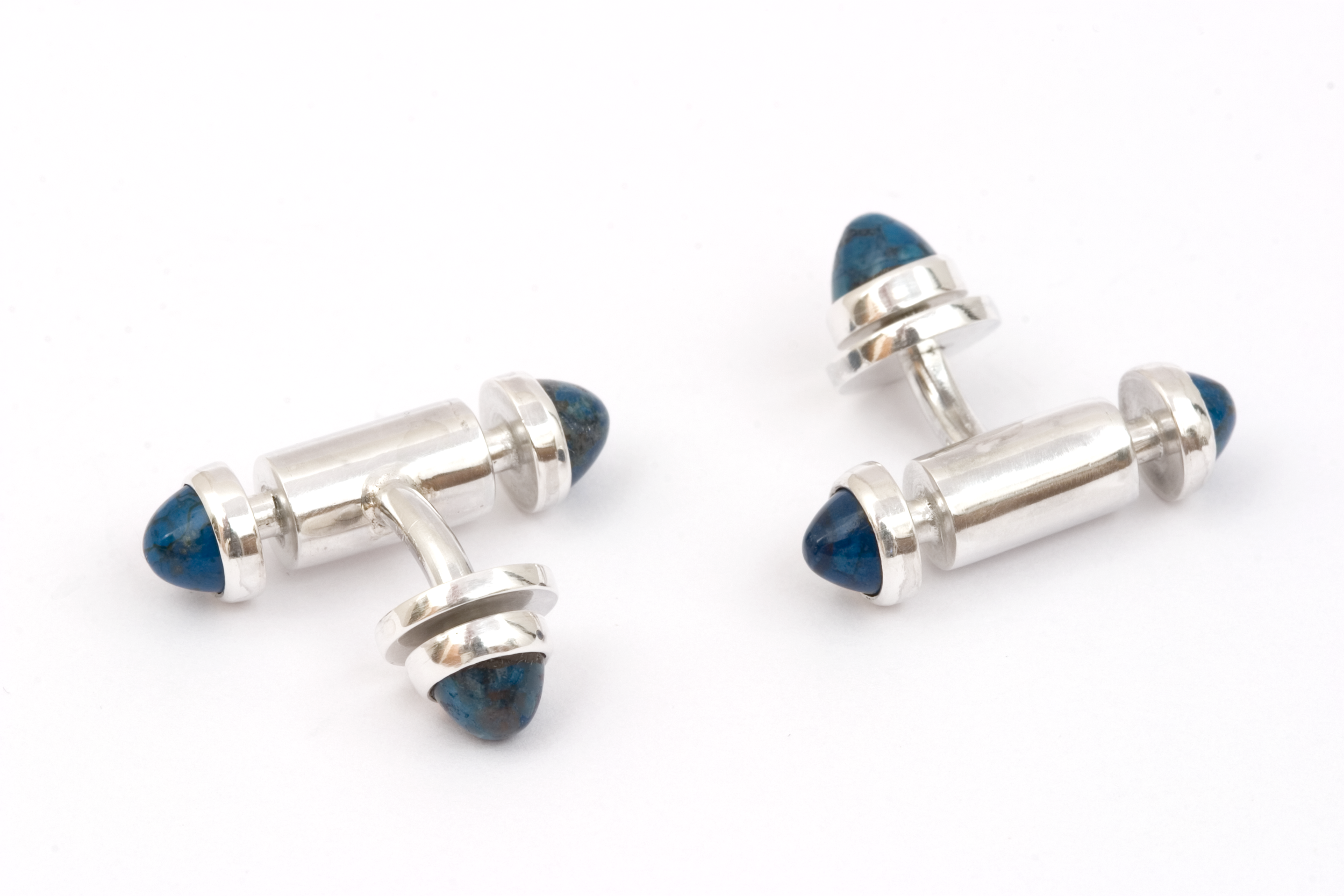  Cufflinks signed by DS, sterling silver, lapis lazuli - construction 