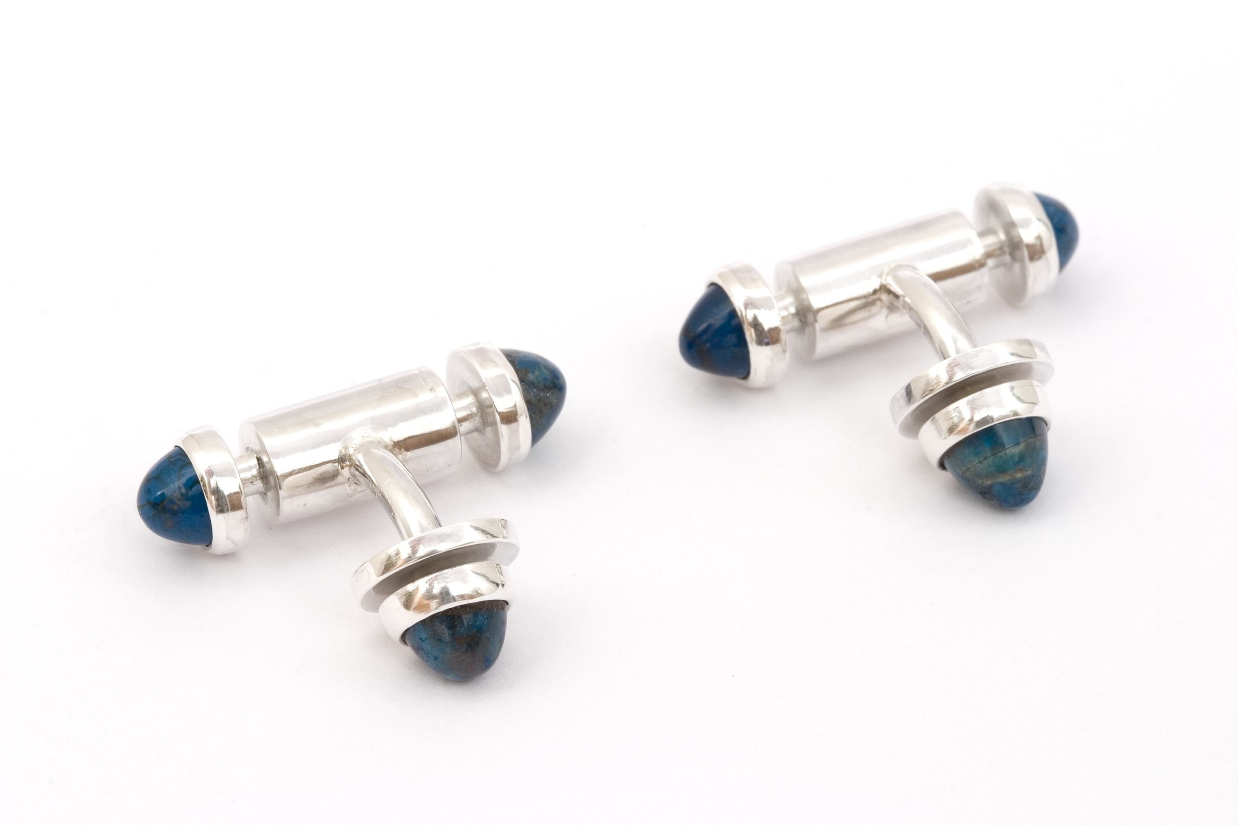  Cufflinks signed by DS, sterling silver, lapis lazuli - construction 