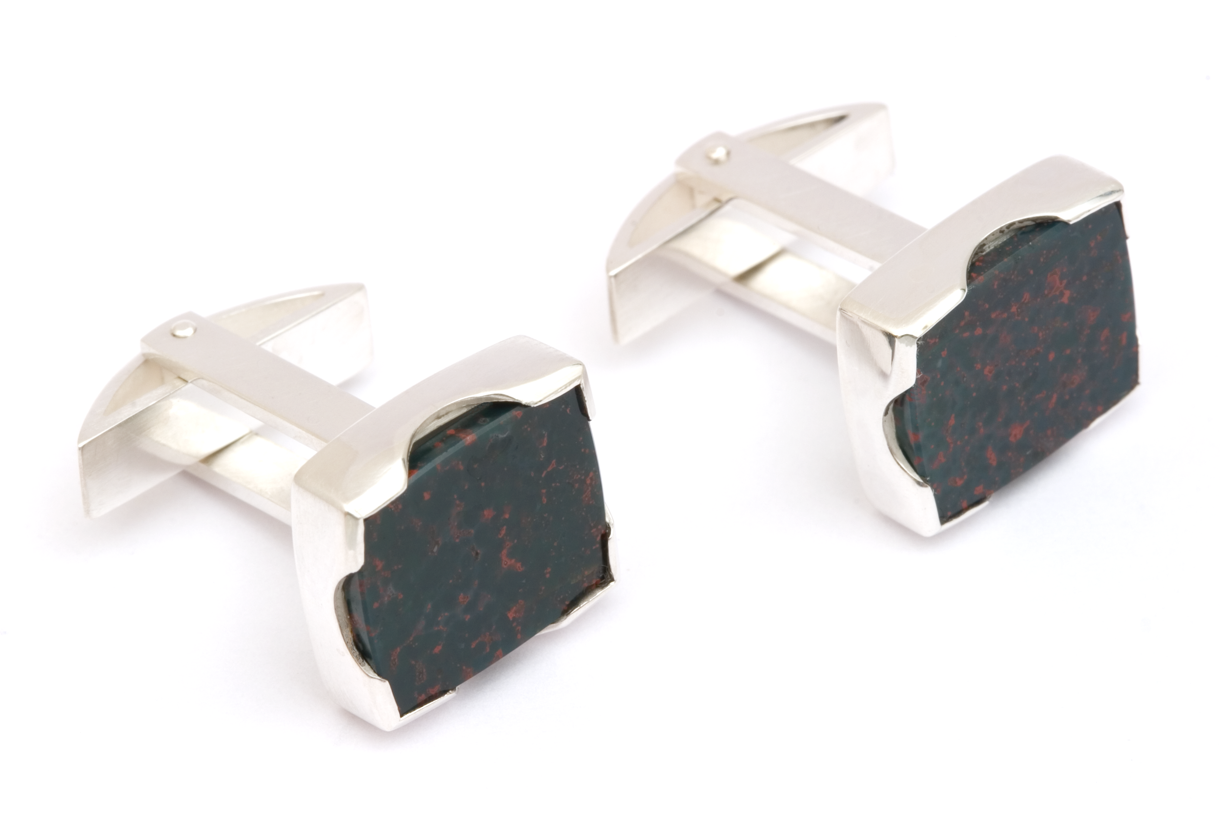  Cufflinks signed by DS, sterling silver, jasper - construction 