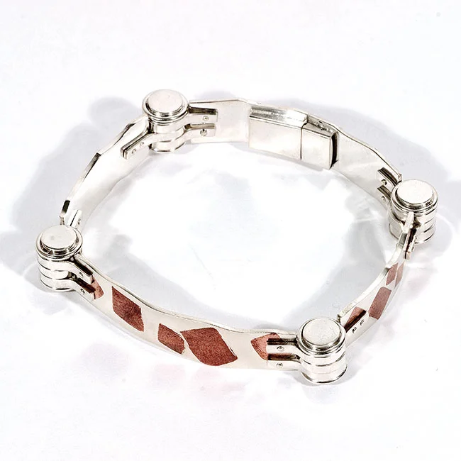 Bracelet signed by DS, sterling silver, copper inlays - construction
