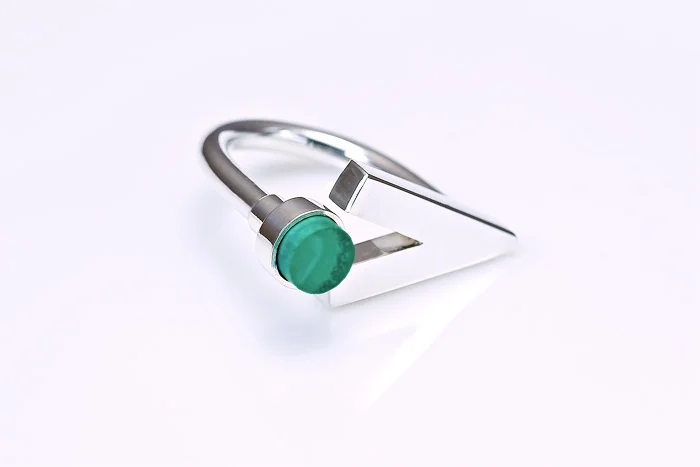 Ring signed by DS, sterling silver, malachite - construction