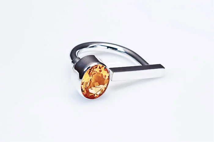 Ring signed by DS, sterling silver, citrine - construction
