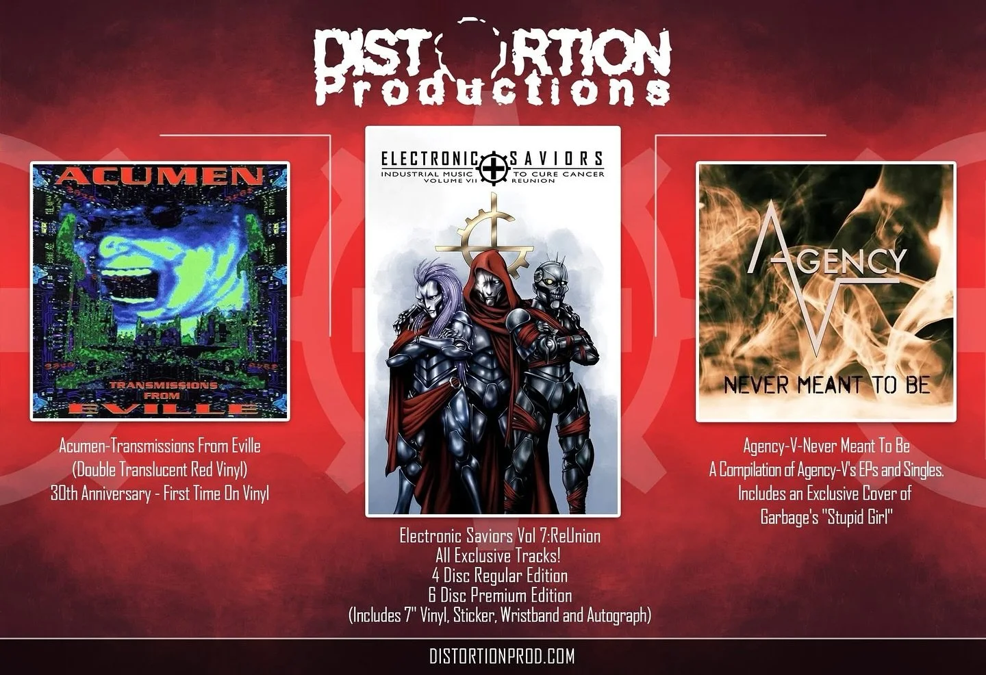 Our new fall ad for procession_magazine 🖤 Thanks a million Jason Wolf!
.
Acumen -Transmissions From Eville (Double Translucent Red Vinyl)
3Oth Anniversary - First Time On Vinyl!
.
Electronic Saviors Vol 7: ReUnion
All Exclusive Tracks!
4 Disc Regul