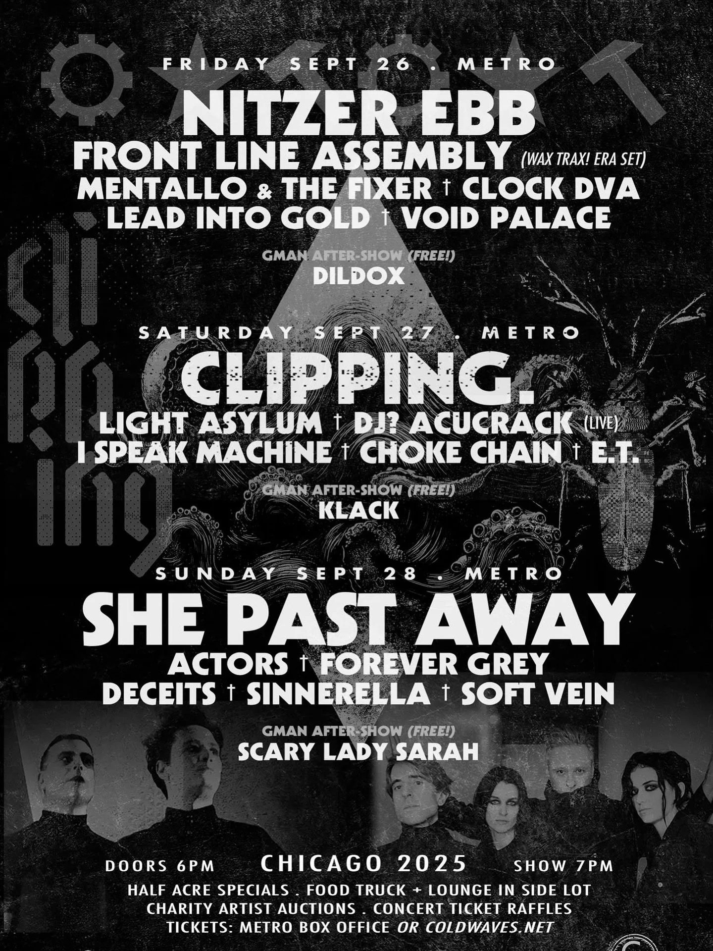 @coldwavesfestival I'm here! Come say hi to me and @gore_jessica_renae at the @distortionproductions booth all weekend 

I have lots of ES7 and Acumen!

ES7 Hoodies and shirts and the whole label catalog

It's on!

#coldwavesfestival #distortionprodu