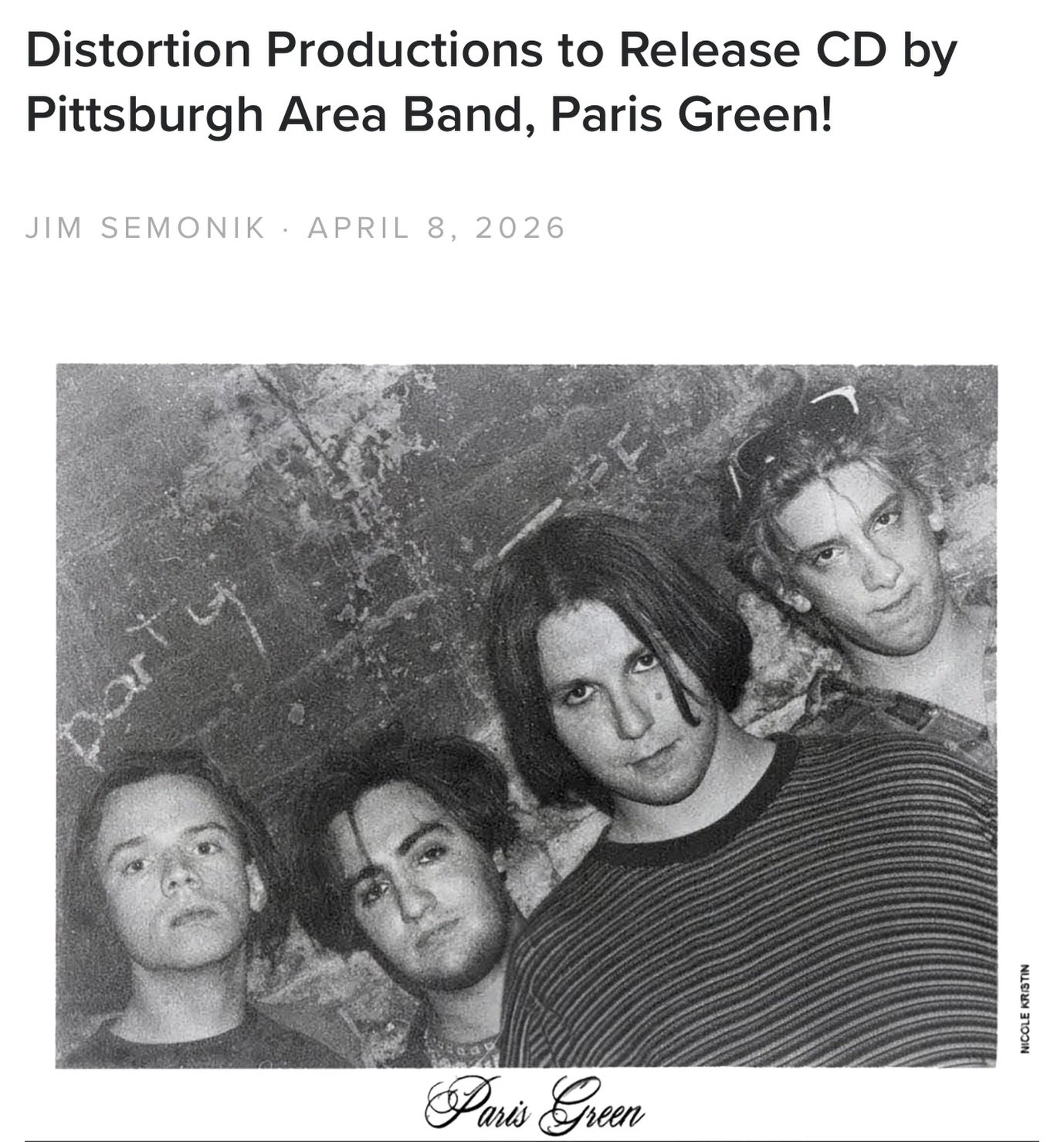 I&rsquo;m excited and honored to help make this happen. These guys were everything to me in the early 90s.

@parisgreen898 #parisgreen #pgh #distortionproductions