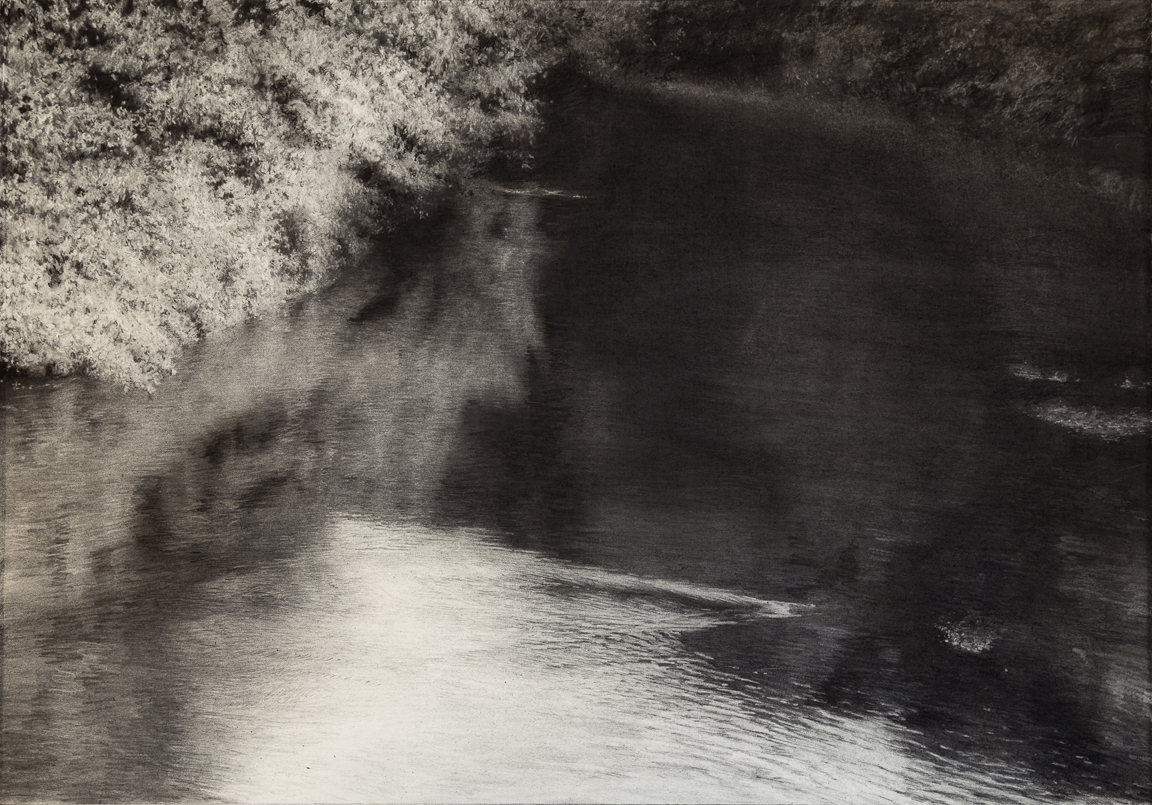 Along This River, 2018 (charcoal, 52 x 76 cm)