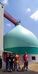 The egg-shaped anaerobic digester at the Nashua, NH Wastewater Treatment Facility.