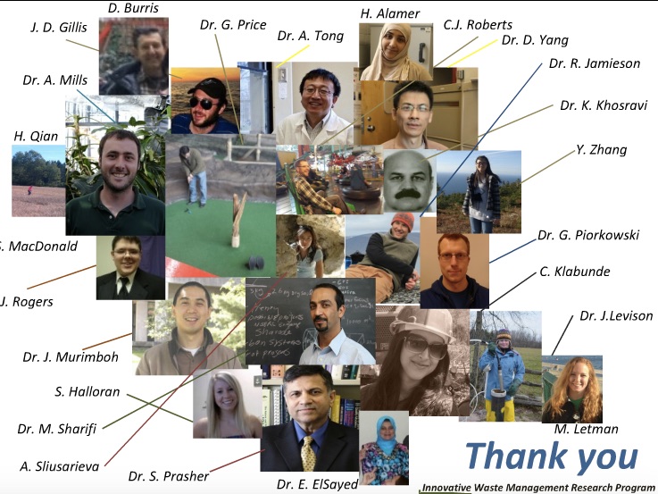 The team of biosolids researchers led by Dr. Gordon Price of Dalhousie Univ. in Truro, NS.