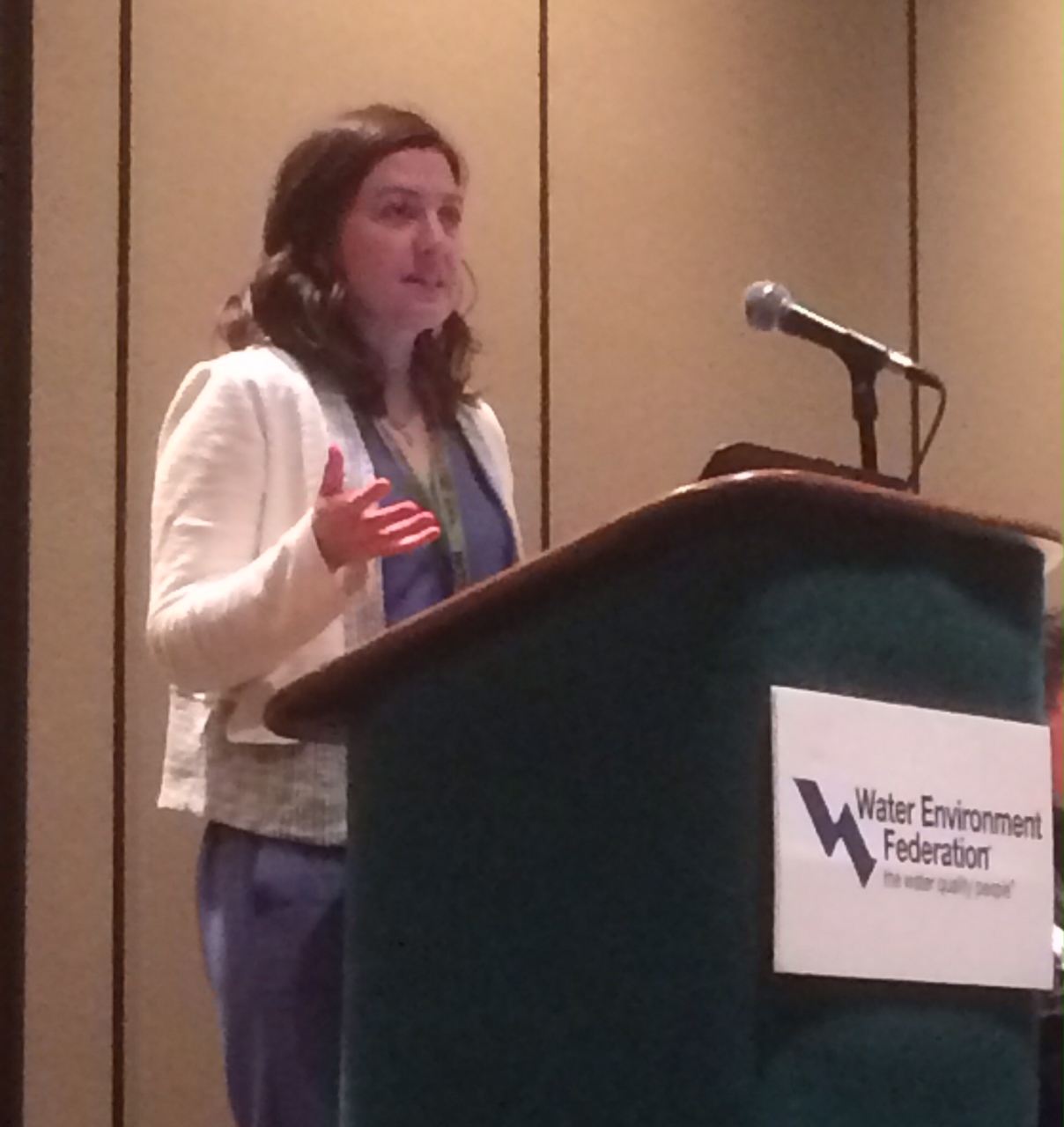Kate Kurtz, King County (Seattle), WA, presented a summary of a recent risk assessment and communications effort regarding trace organic chemicals in biosolids.