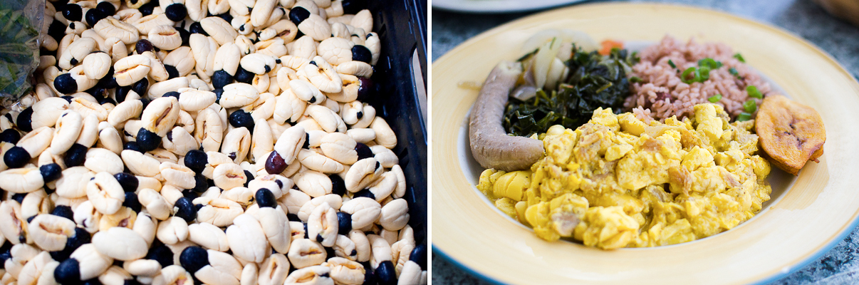 Ackee at the Market at the Grounds (Photo Credit: Find. Eat. Drink.) | Codfish and Ackee at Over The Edge (Photo Credit: Find. Eat. Drink.)