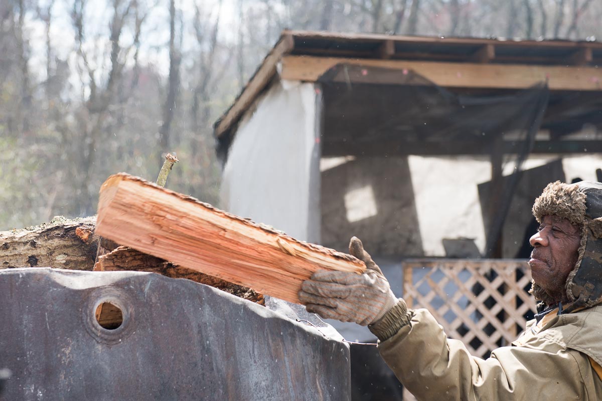 Loading Wood on the Burn Barrel