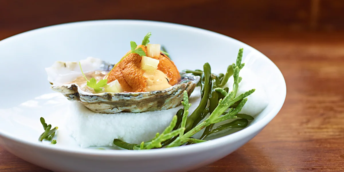 Uni Cream and Kumamoto | Photograph courtesy of Upholstery Store: Food and Wine