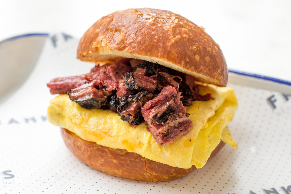 Pastrami egg and cheese| Photograph courtesy of Frankel's