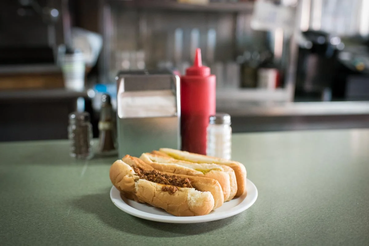 Hot dogs at the counter at Jack’s Hot Dog Stand | Photo Credit: ©Find. Eat. Drink.