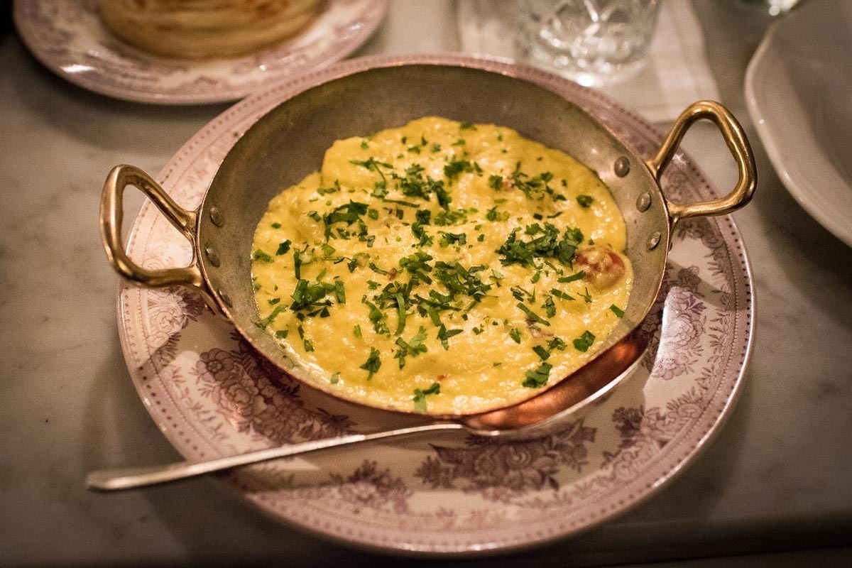 Duck Egg Bhurji and Lobster