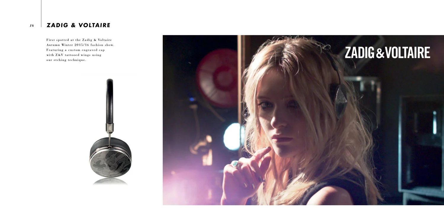 Headphone designs for FRENDS collabs with Zadig & Voltaire, Marc Jacobs, Baublebar, Rolls Royce, The Rolling Stones, Sass and bide and more.... 
