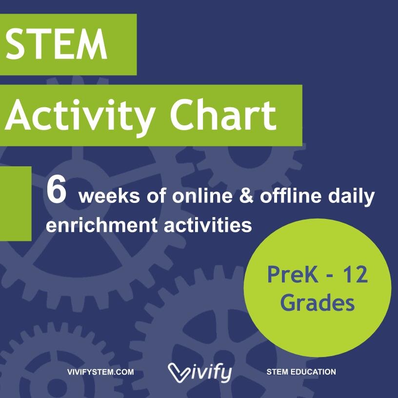 STEM Activity Chart: 6 Weeks of Online &amp; Offline Daily Enrichment Activities (PreK-12)