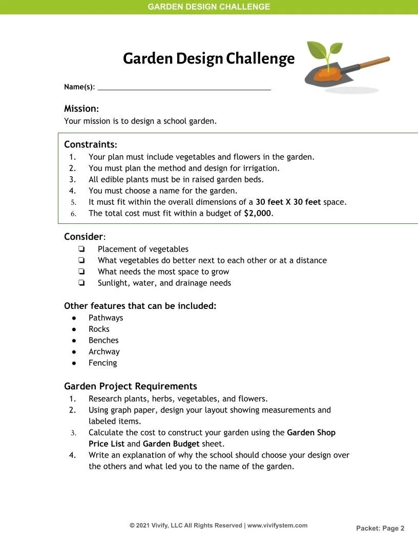 Design A School Garden STEM Project — Vivify STEM