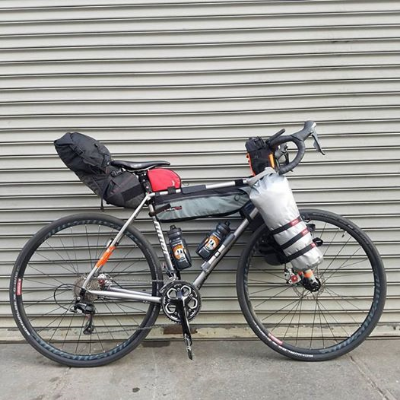 Joe's bike set up with frame bags