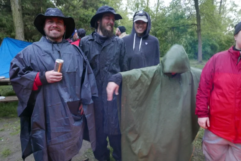 The rain started again, so the Ponchos came out